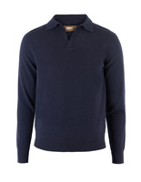 Sartorial Open Polo Tröja Ull/Cashmere Blå Stl XL