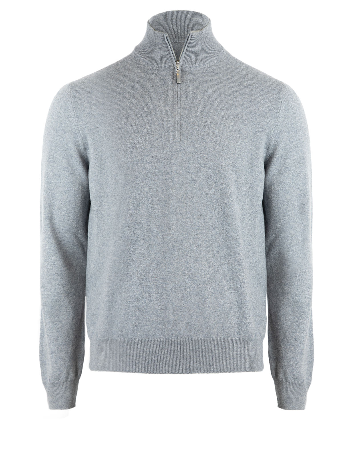 Half Zip Cashmere Sweater Light Grey