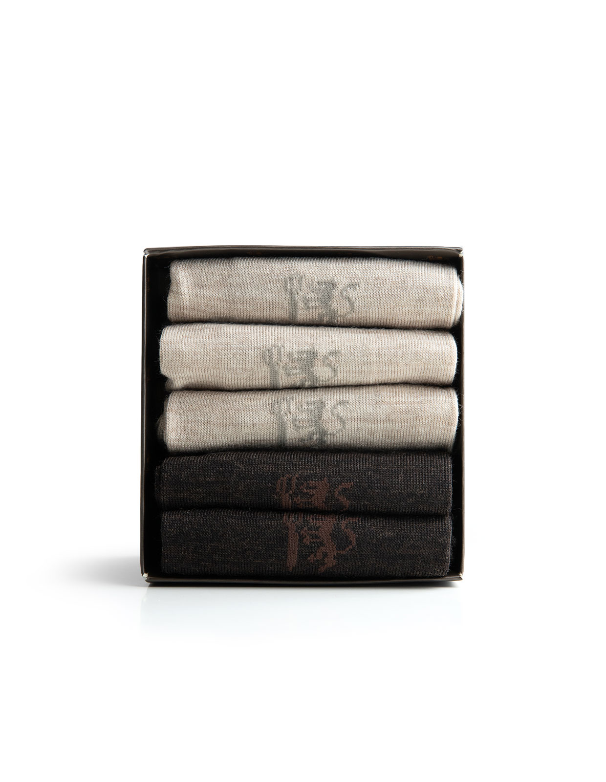 Strumpor Presentask 5-pack Merinoull Beige/Brun