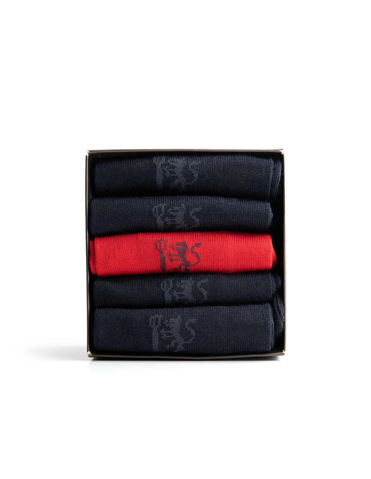 Strumpor Presentask 5-pack Merinoull Navy/Röd