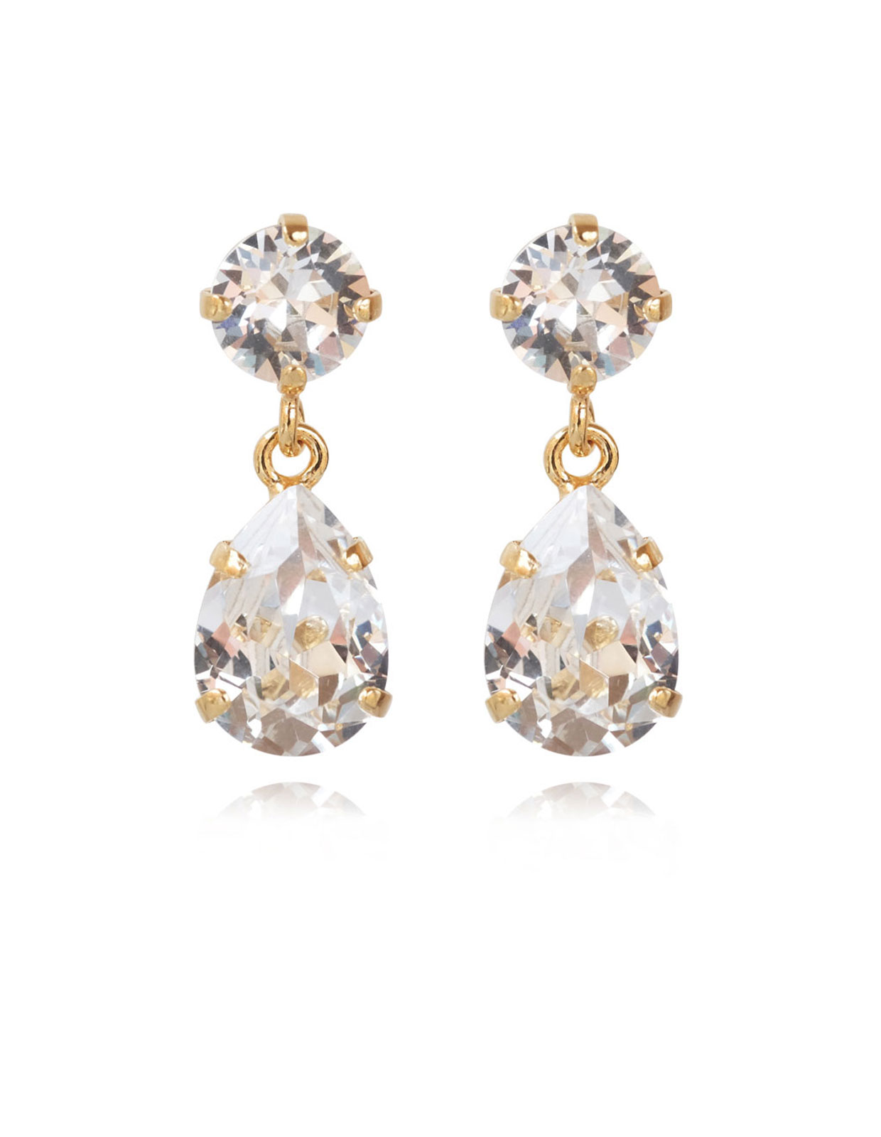 Mini Drop Earring Gold Crystal/Guld One Size