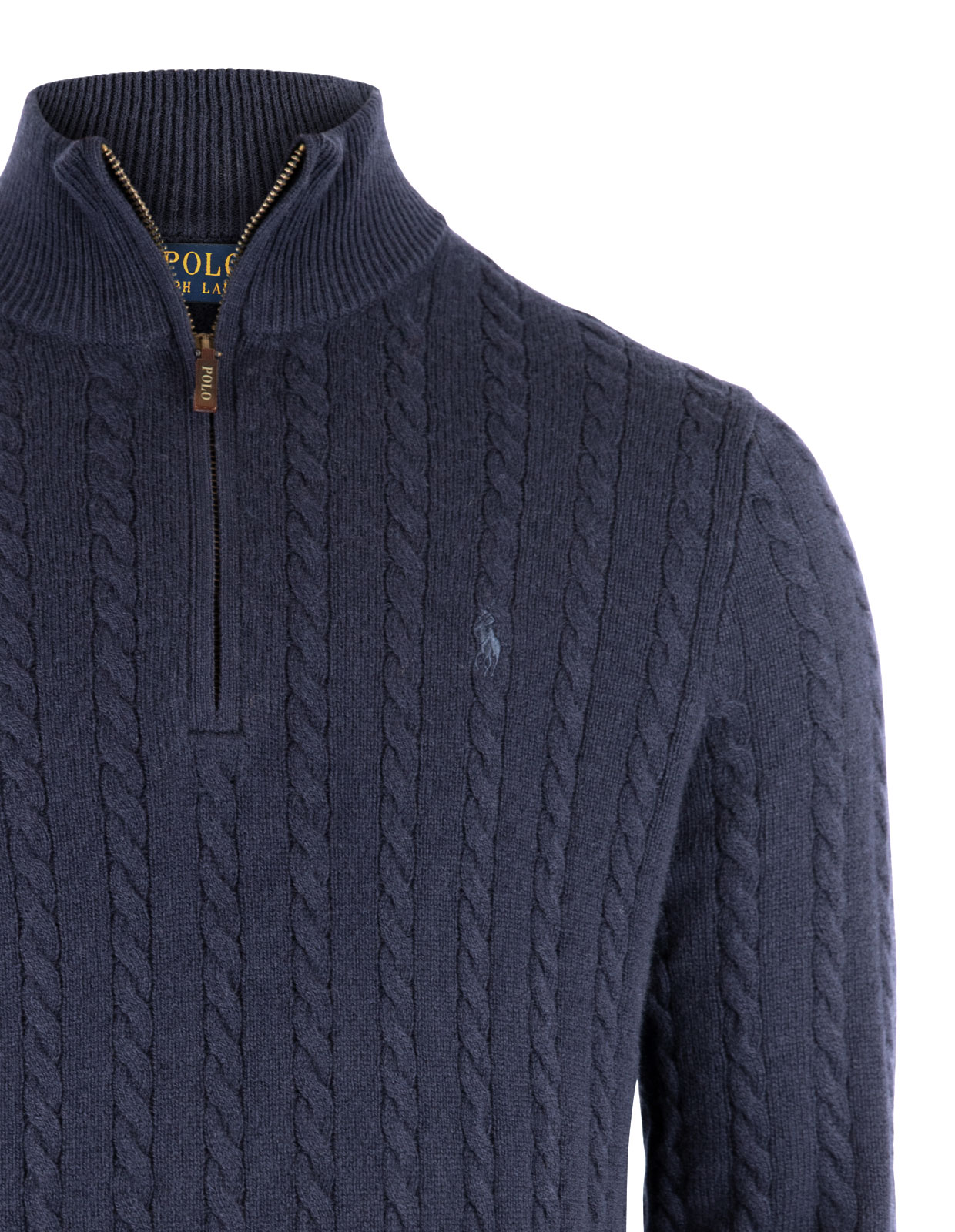 Half Zip Cable Knit Pullover Hunter Navy