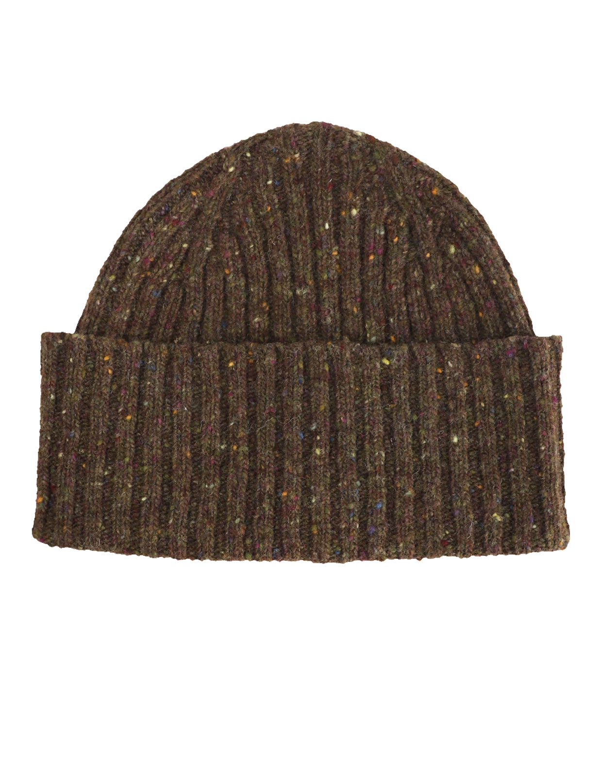 Donegal Ribbed Merino Beanie Olive Green