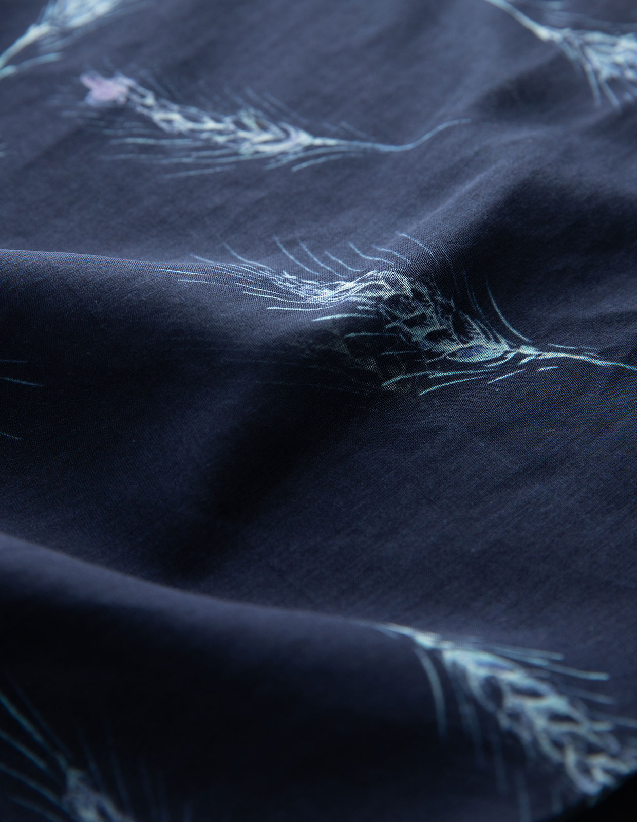 Wheat Print Cotton Silk Bandana Navy/Blue