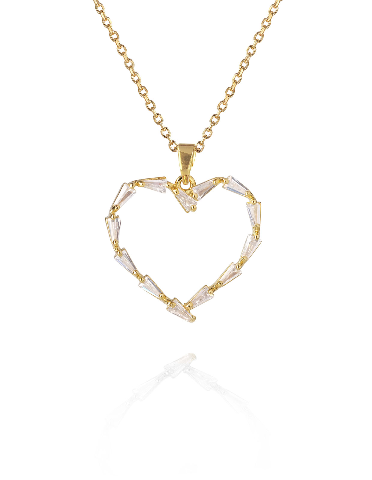 Baguette Heart Necklace Gold