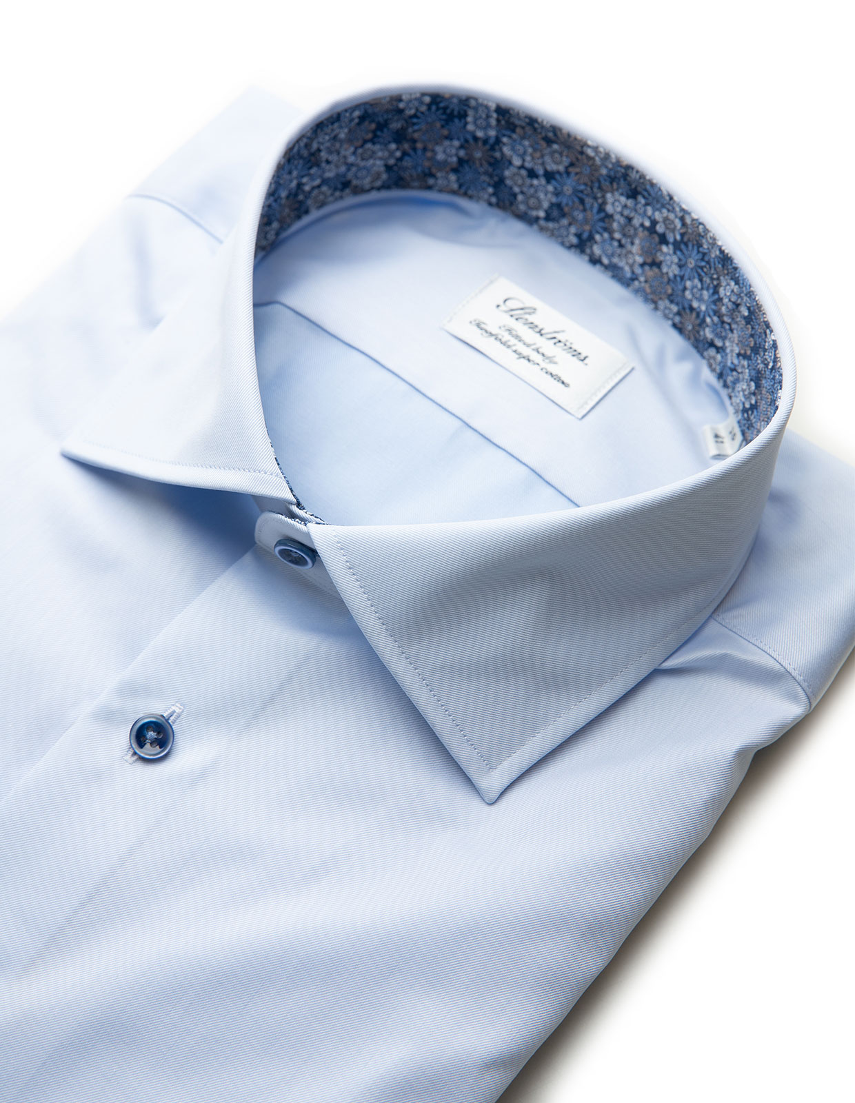 Fitted Body Shirt Contrast Light Blue