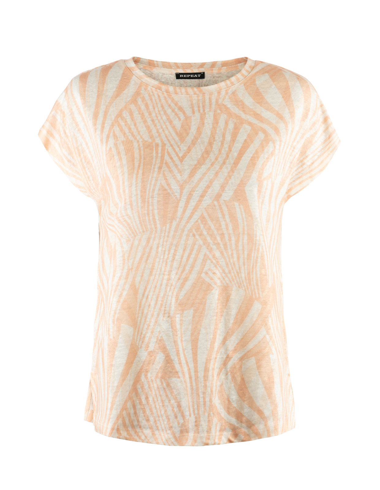 Printed Linen T-Shirt Apricot