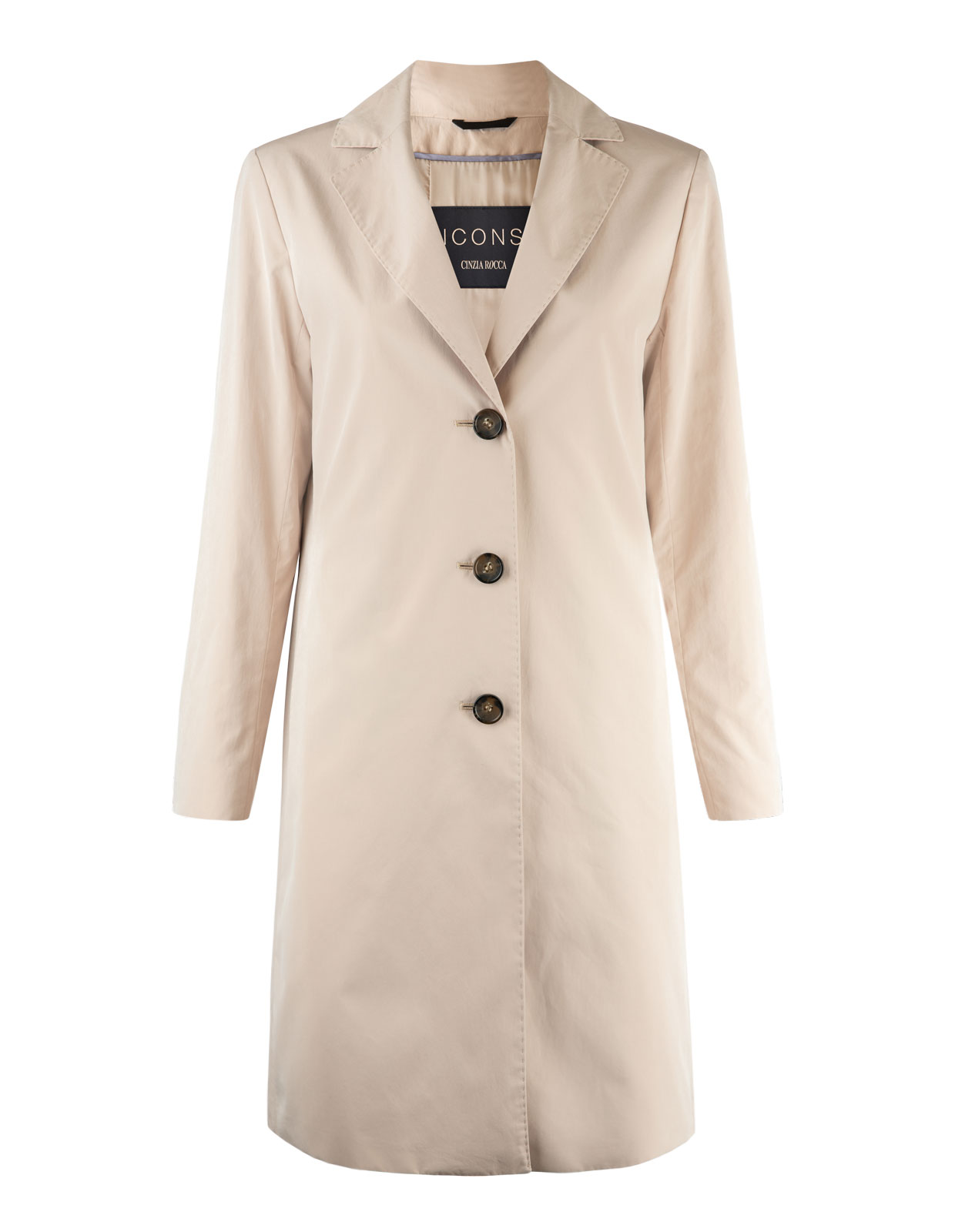 Coat Small Notch Collar Beige