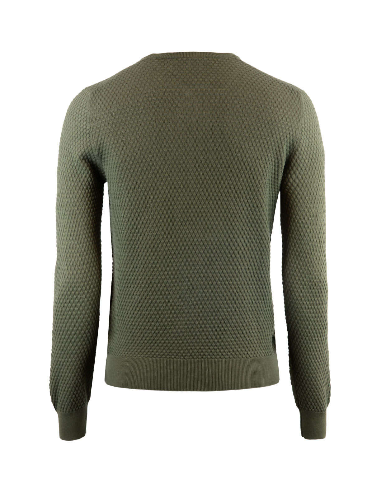 Crew Neck Sweater Structured Cotton Olive