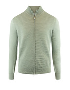 Full Zip Cardigan Structure Knitted Cotton Sage