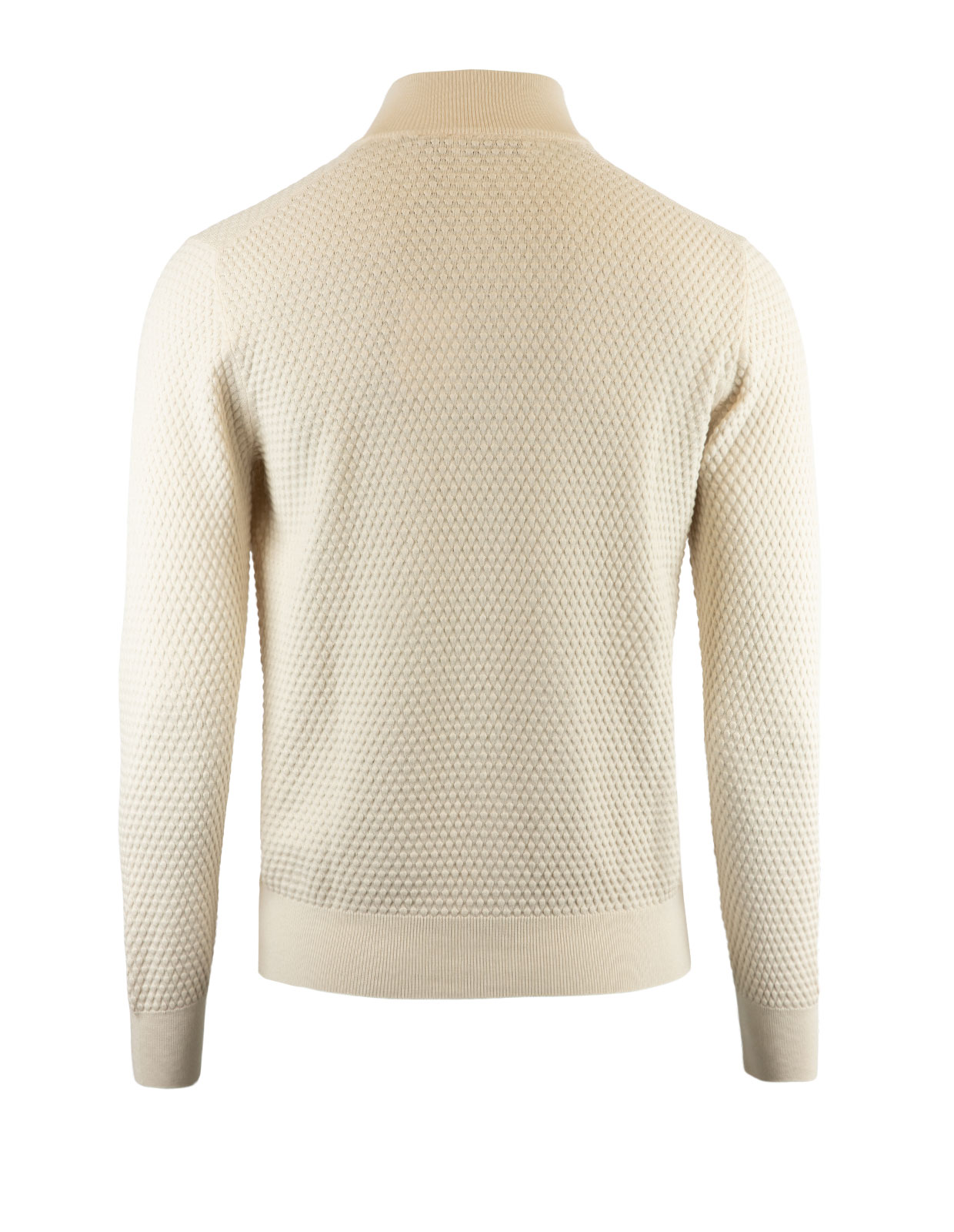 Bubble Knitted Full Zip Cardigan Offwhite