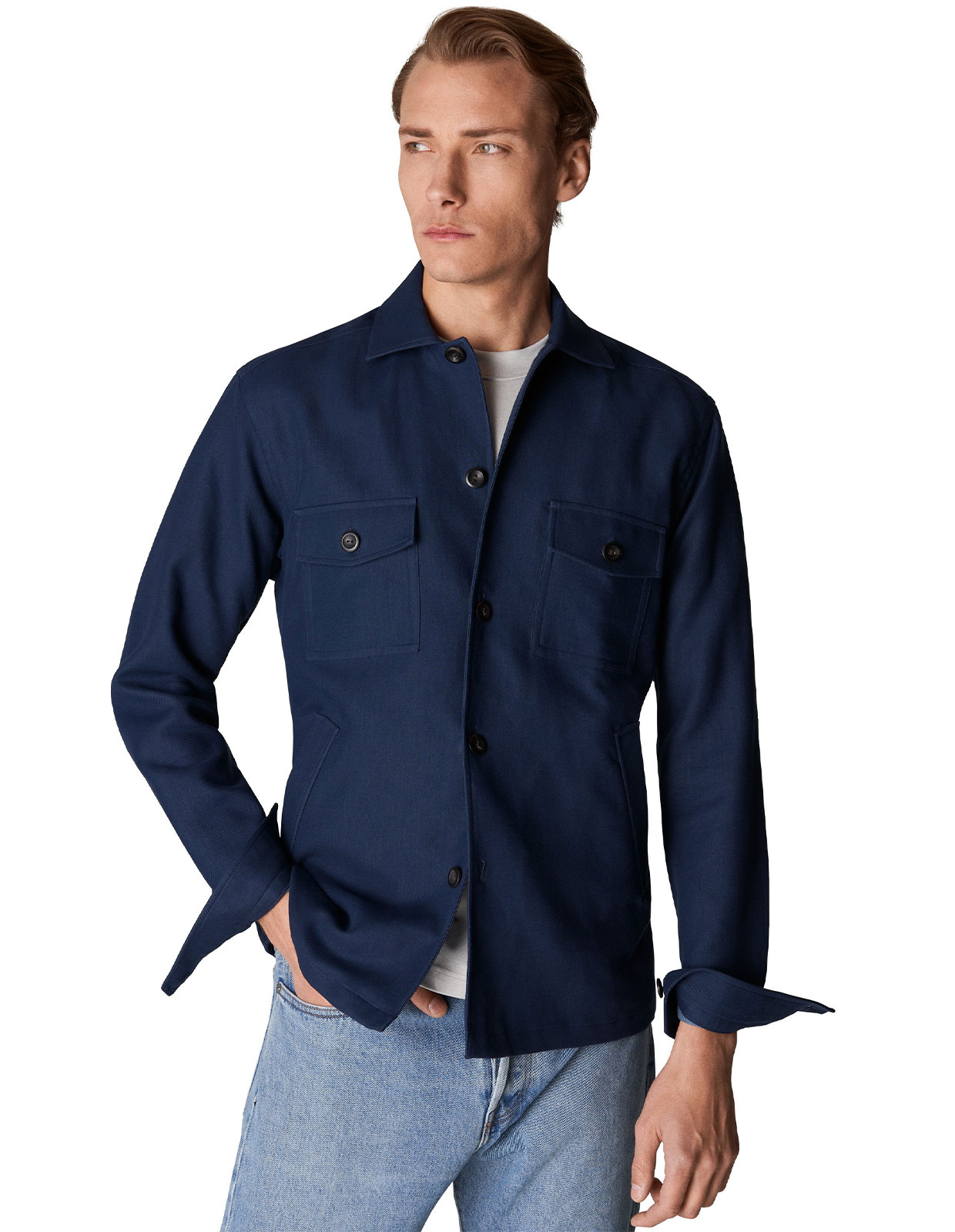 Two-Face Twill Overshirt Navy