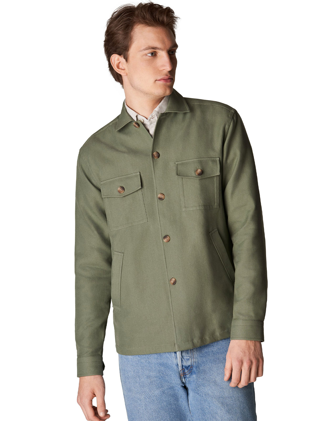 Two-Face Twill Overshirt Green
