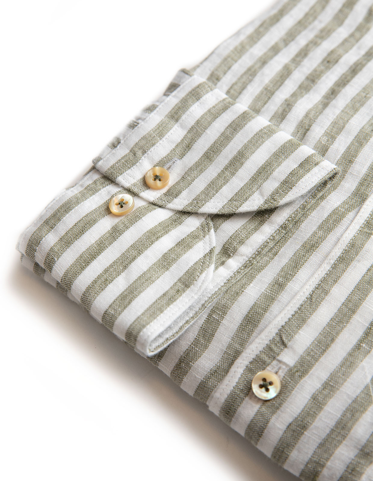 Slimline Shirt Striped Linen Sage/White Stl S