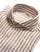 Slimline Shirt Striped Linen Brown/White