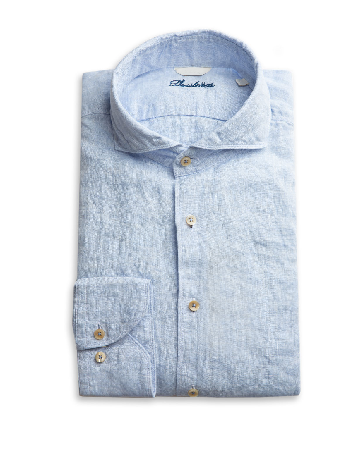 Fitted Body Linen Shirt Pale Blue Stl XXL