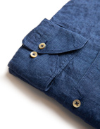 Fitted Body Linen Shirt Dark Blue Stl XL