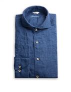 Slimline Linen Shirt Dark Blue