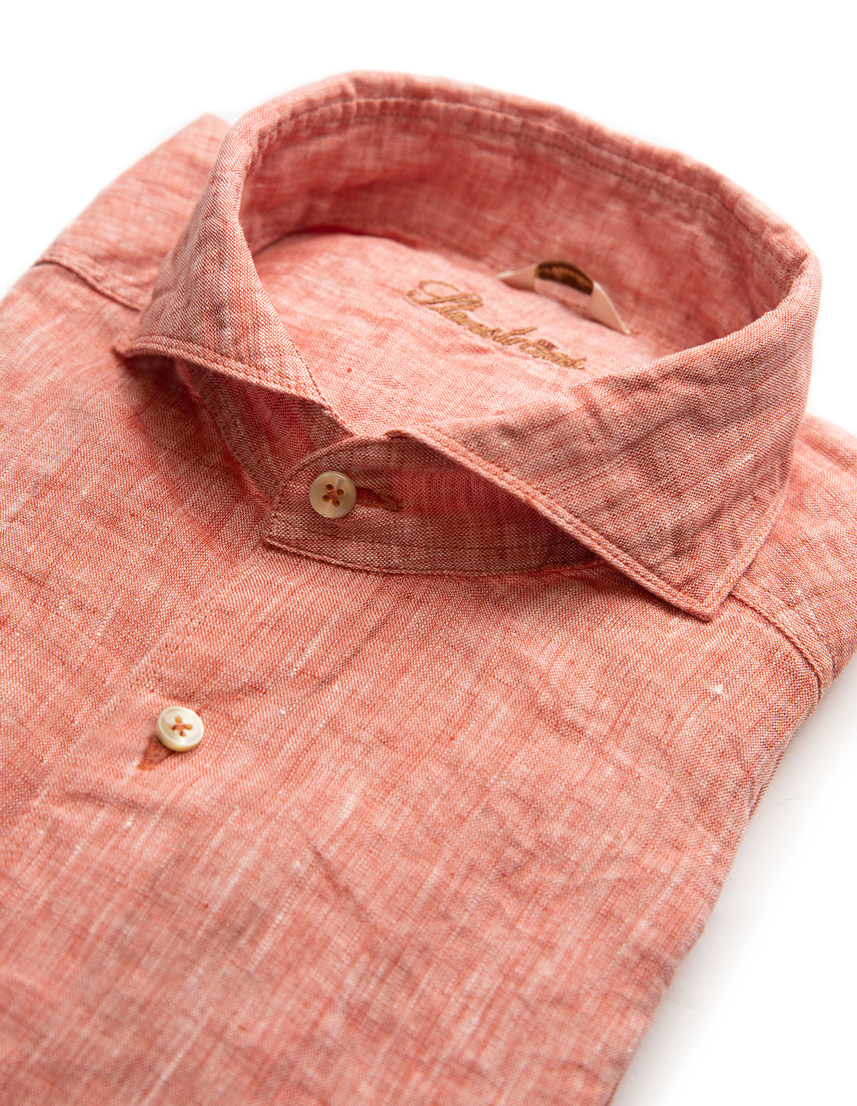 Slimline Linen Shirt Washed Red Slimline Linen Shirt Washed Red