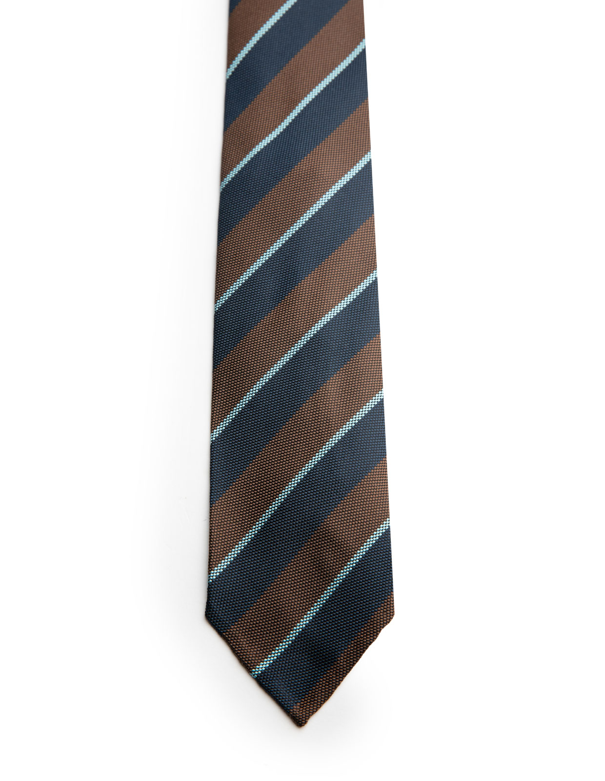 Shantung Tie Unlined Stripe Navy/Brown