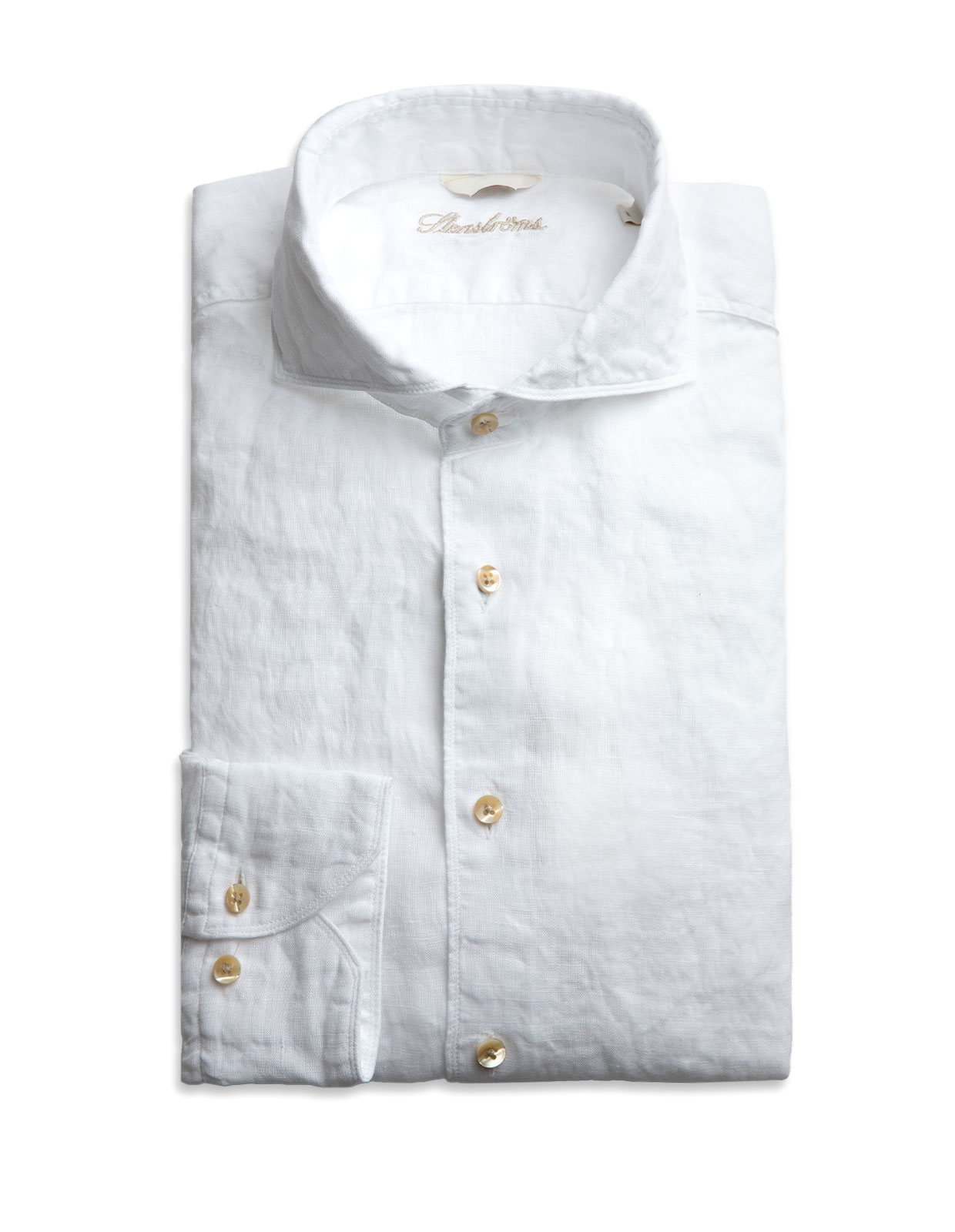Fitted Body Linen Shirt White Stl XXXL