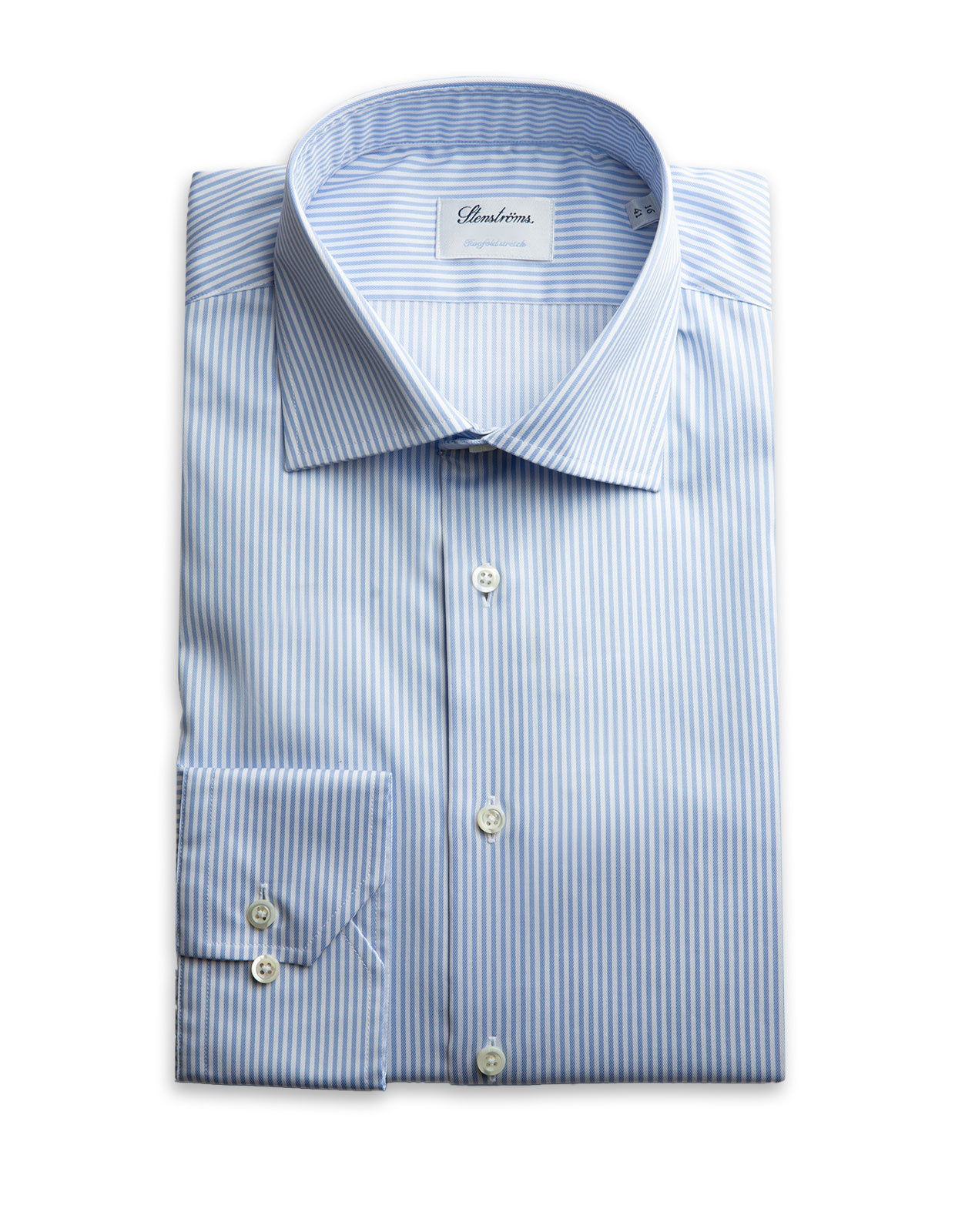 Fitted Body Twofold Stretch Shirt Blue/White Stl 46