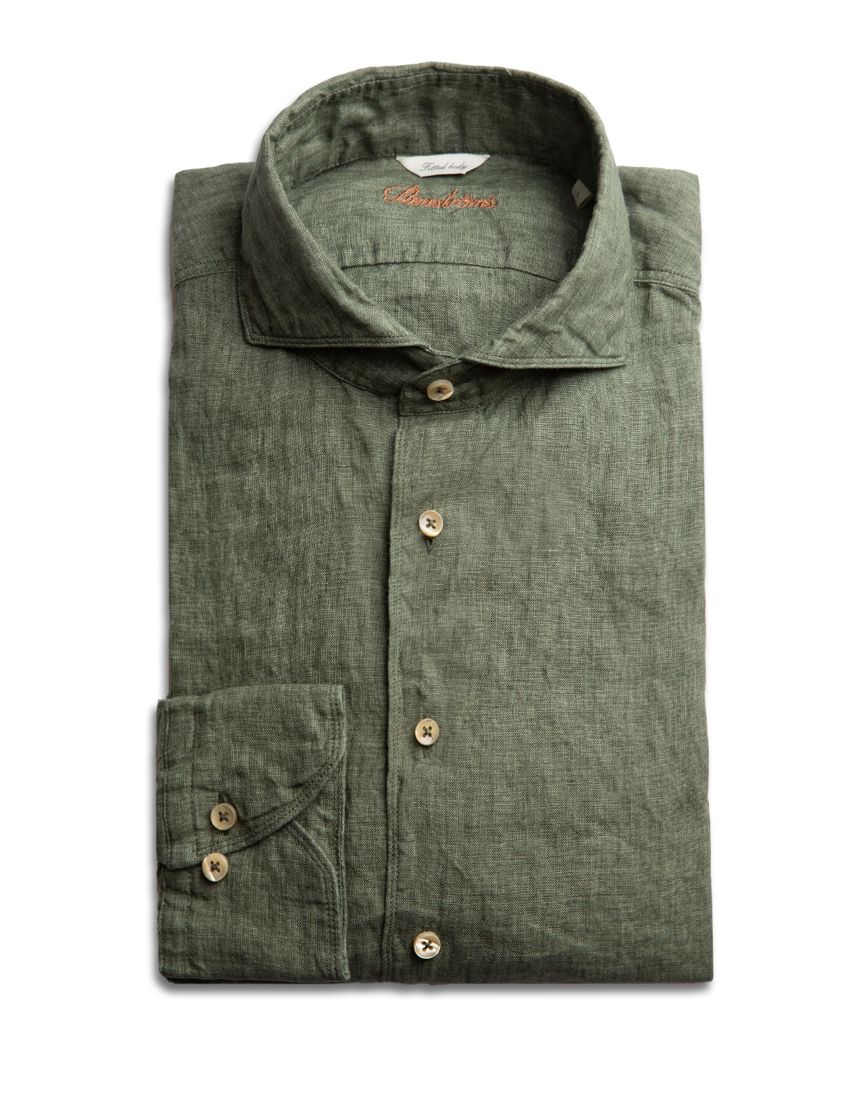 Slimline Linen Shirt Olive Green Slimline Linen Shirt Olive Green