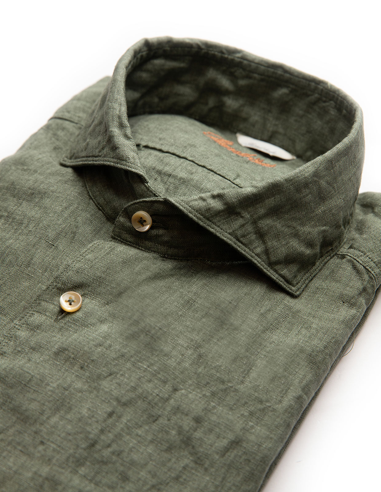 Slimline Linen Shirt Olive Green Slimline Linen Shirt Olive Green