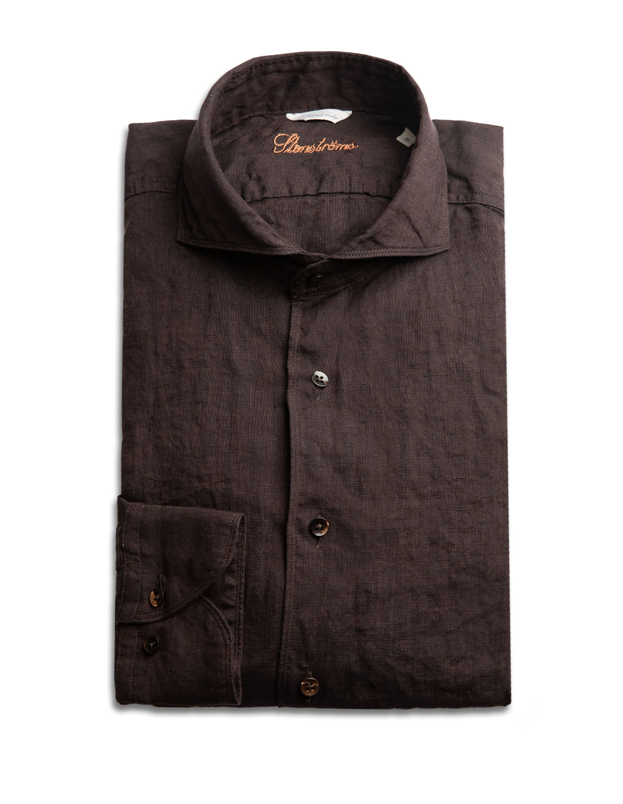 Slimline Linen Shirt Dark Brown