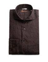 Slimline Linen Shirt Dark Brown