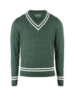 Sandridge Cricket Vee Neck Cotton Racing Green/Ecru