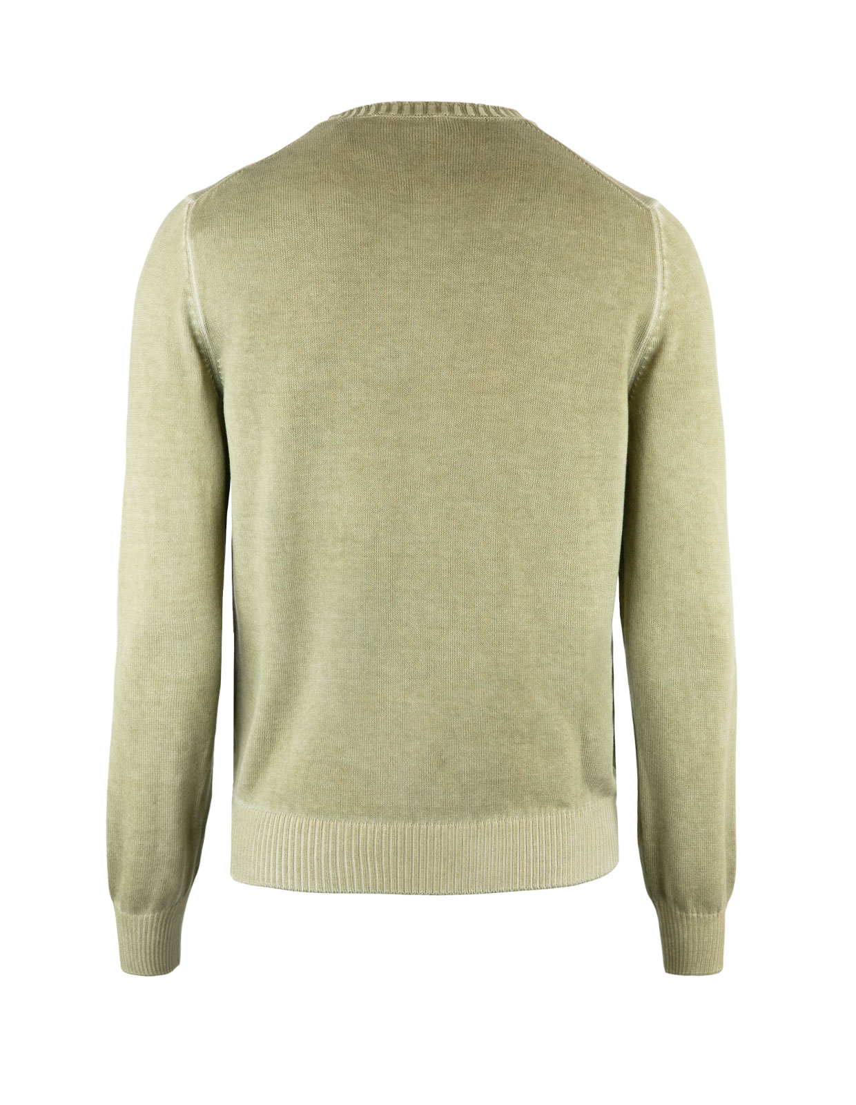 Crew Neck Sweater Knitted Cotton Olive