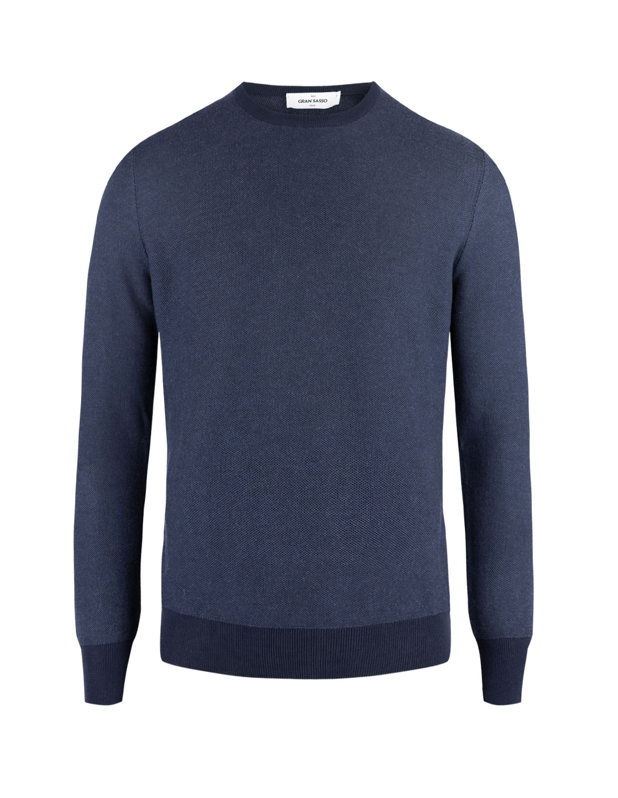 Contrast Crew Neck Knitted Cotton Navy