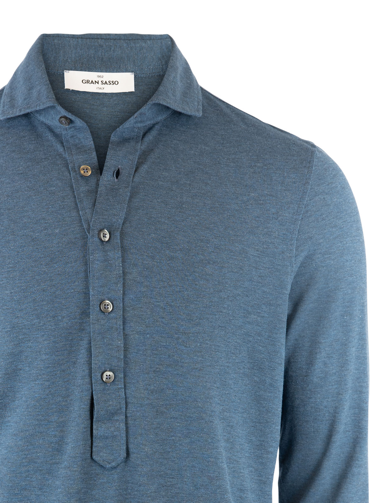 Jersey Popover Shirt Blue Melange