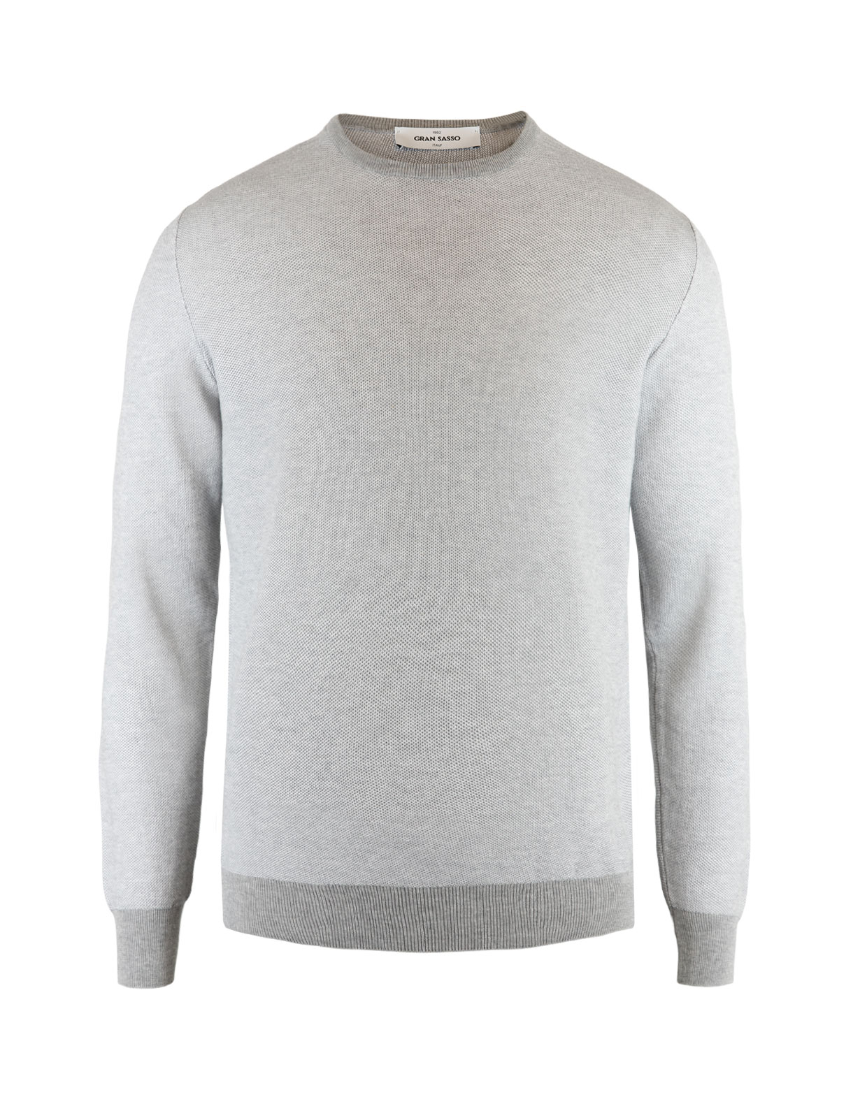 Contrast Crew Neck Knitted Cotton Light Grey