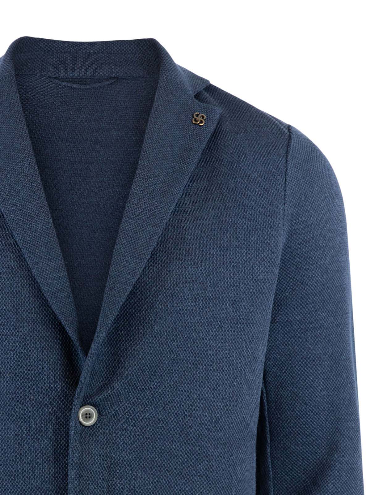 Knitted Jersey Blazer Linen Cotton Navy