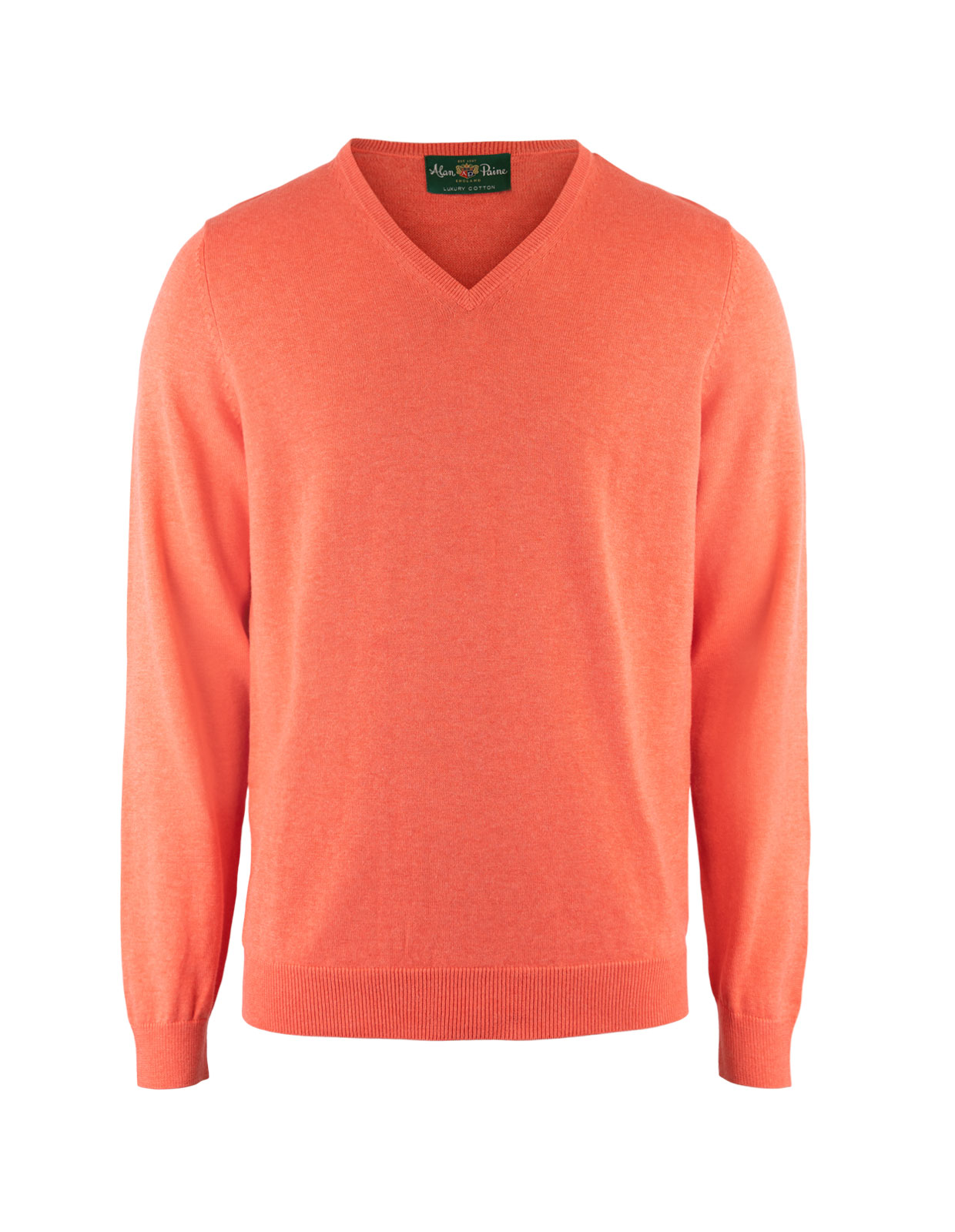 Rothwell Tröja V-ringad Bomull Cashmere Hallonröd