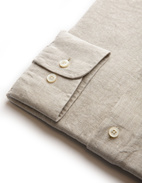 Regular Fit Button Down Linen Shirt Sand