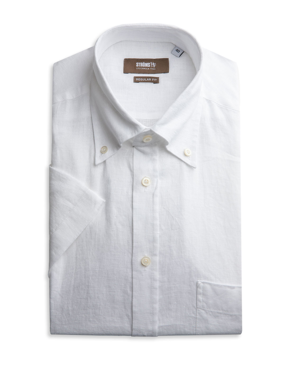 Regular Fit Short Sleeved Linen Shirt White