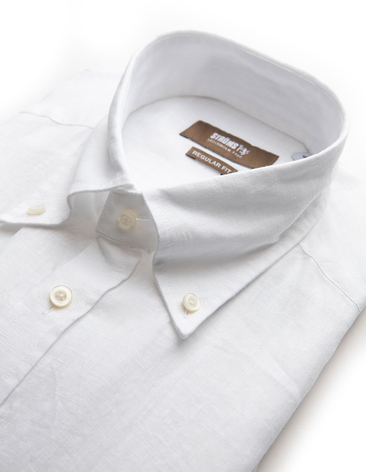 Regular Fit Short Sleeved Linen Shirt White Stl 41