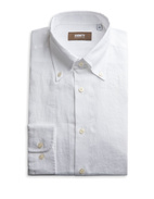 Slim Fit Button Down Linen Shirt White