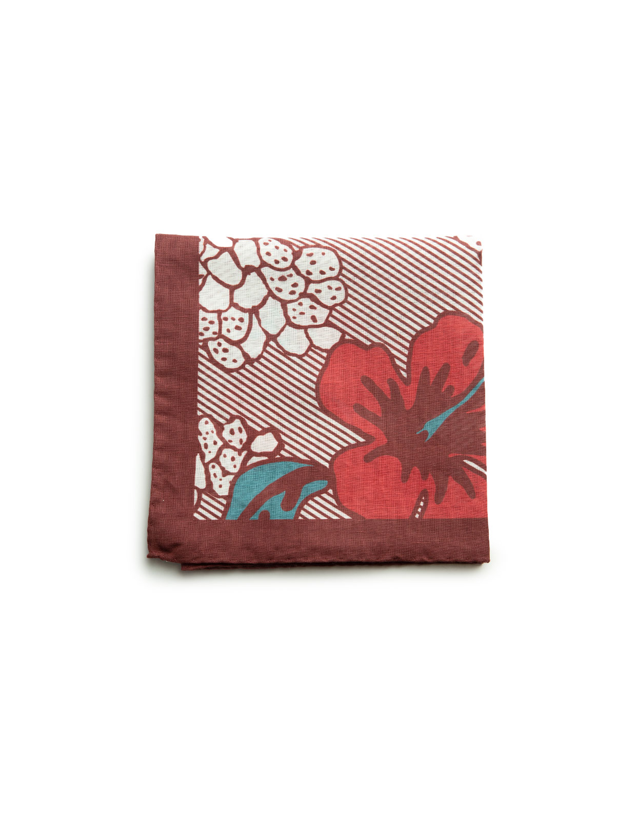 Bandana Linen Cotton Floral Wine
