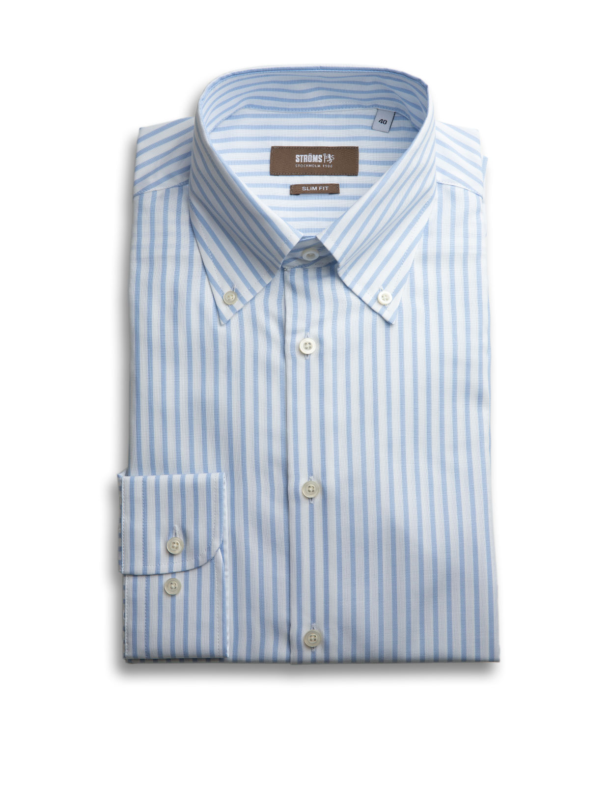 Slim Fit Button Down Summer Oxford Shirt White/Blue Stripe