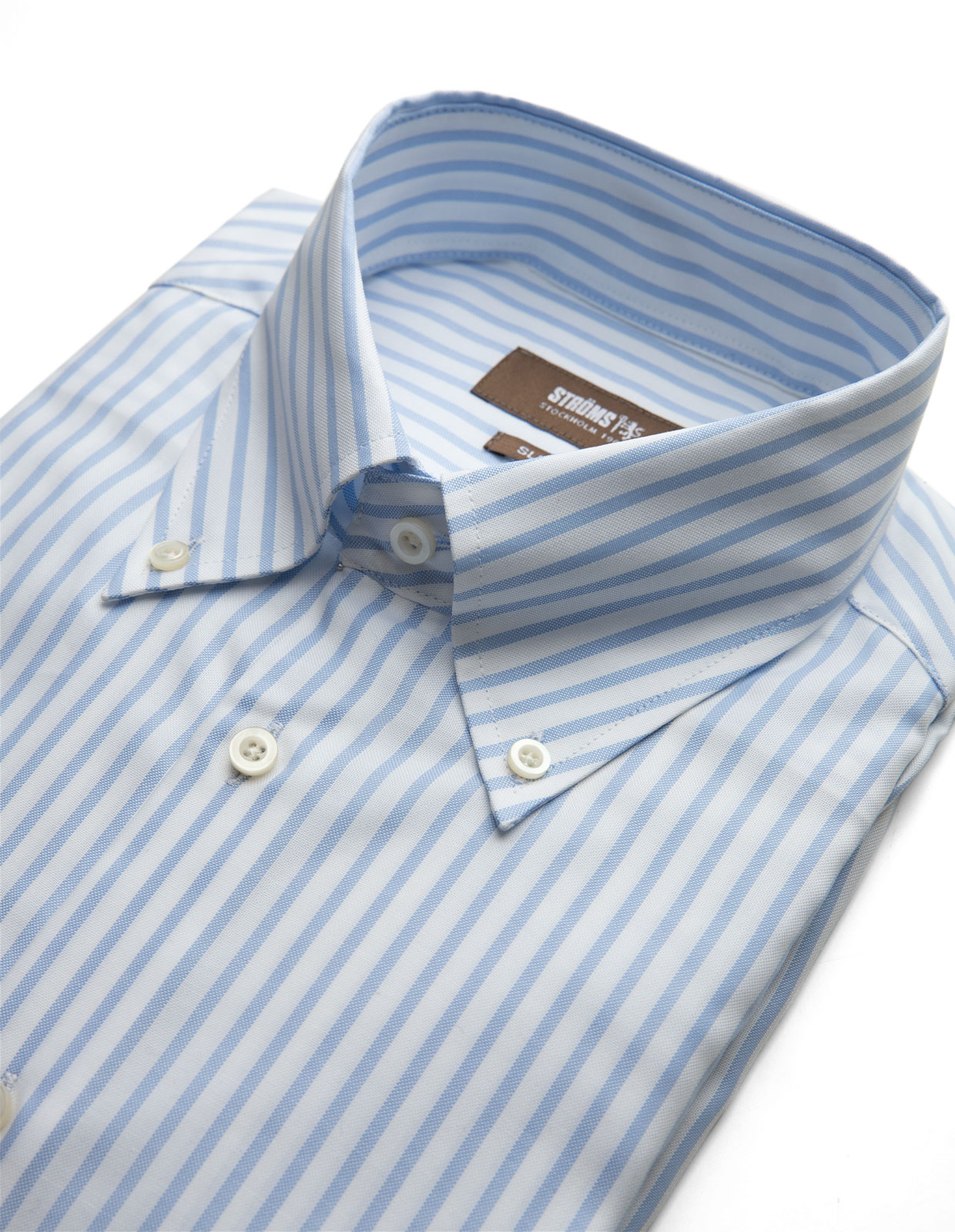Slim Fit Button Down Summer Oxford Shirt White/Blue Stripe