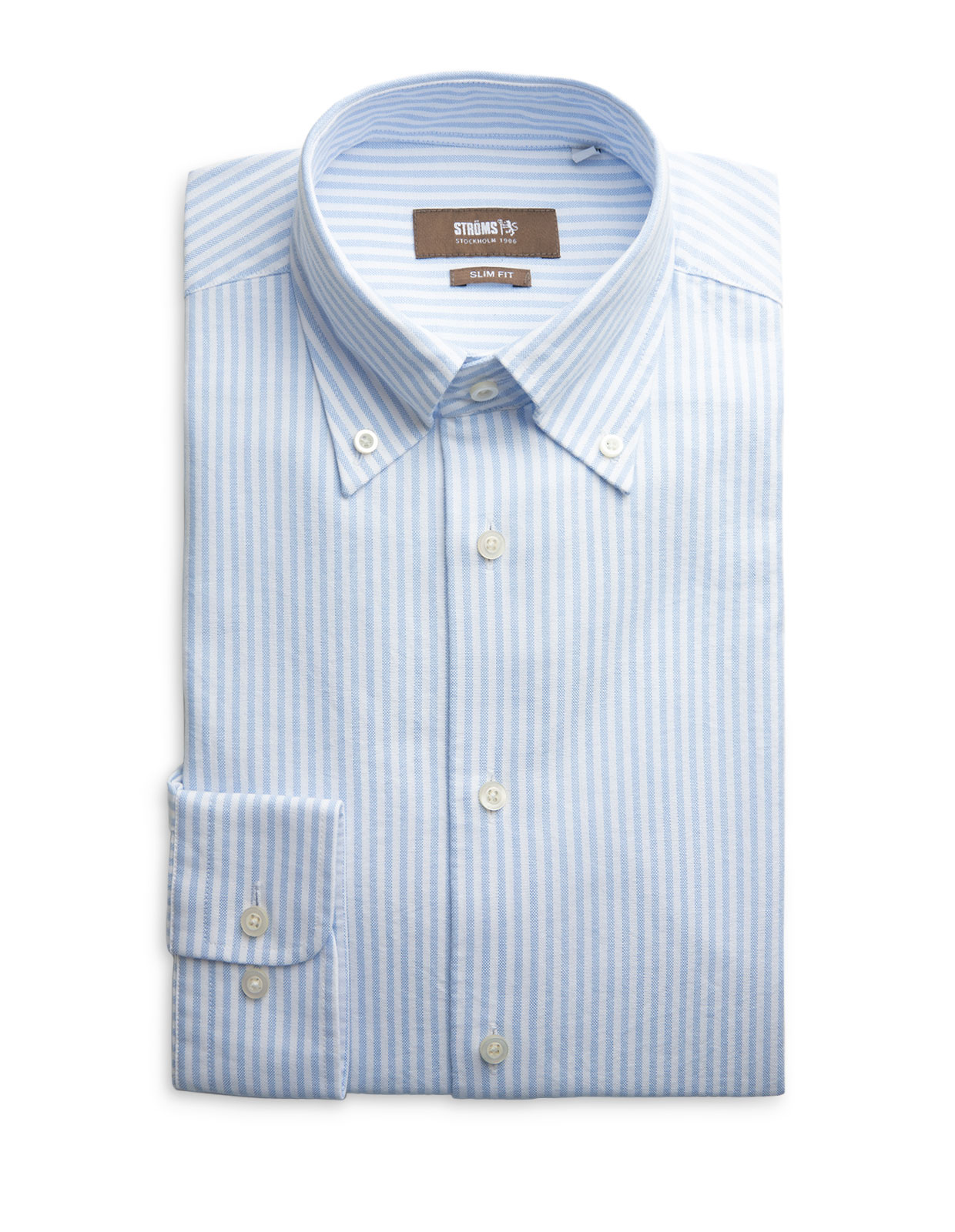 Slim Fit Button Down Oxford Shirt Blue/White Stripe