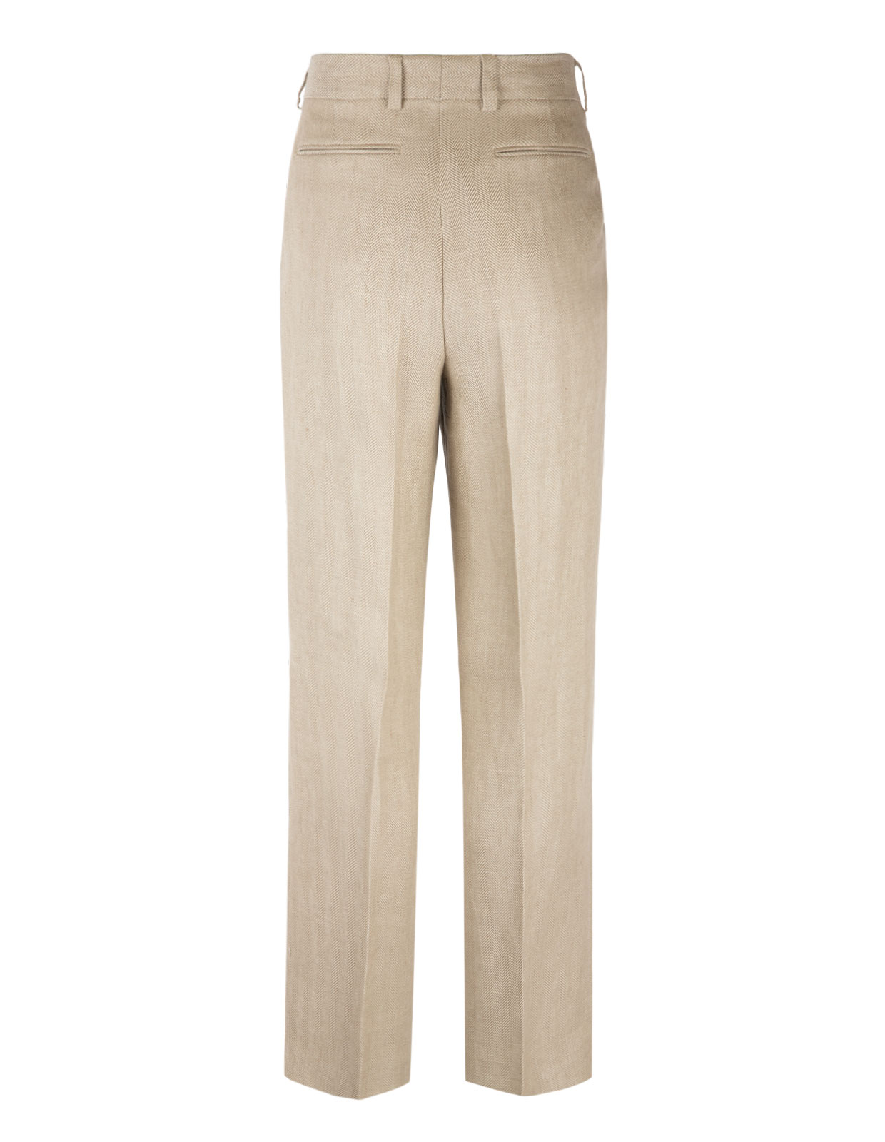 Trousers in Fishbone Linnen Beige/Cream