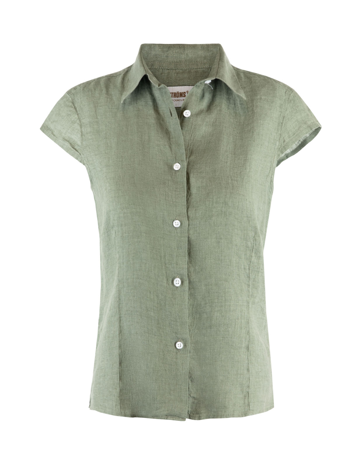 Linen Shirt Cap Sleeve Olive
