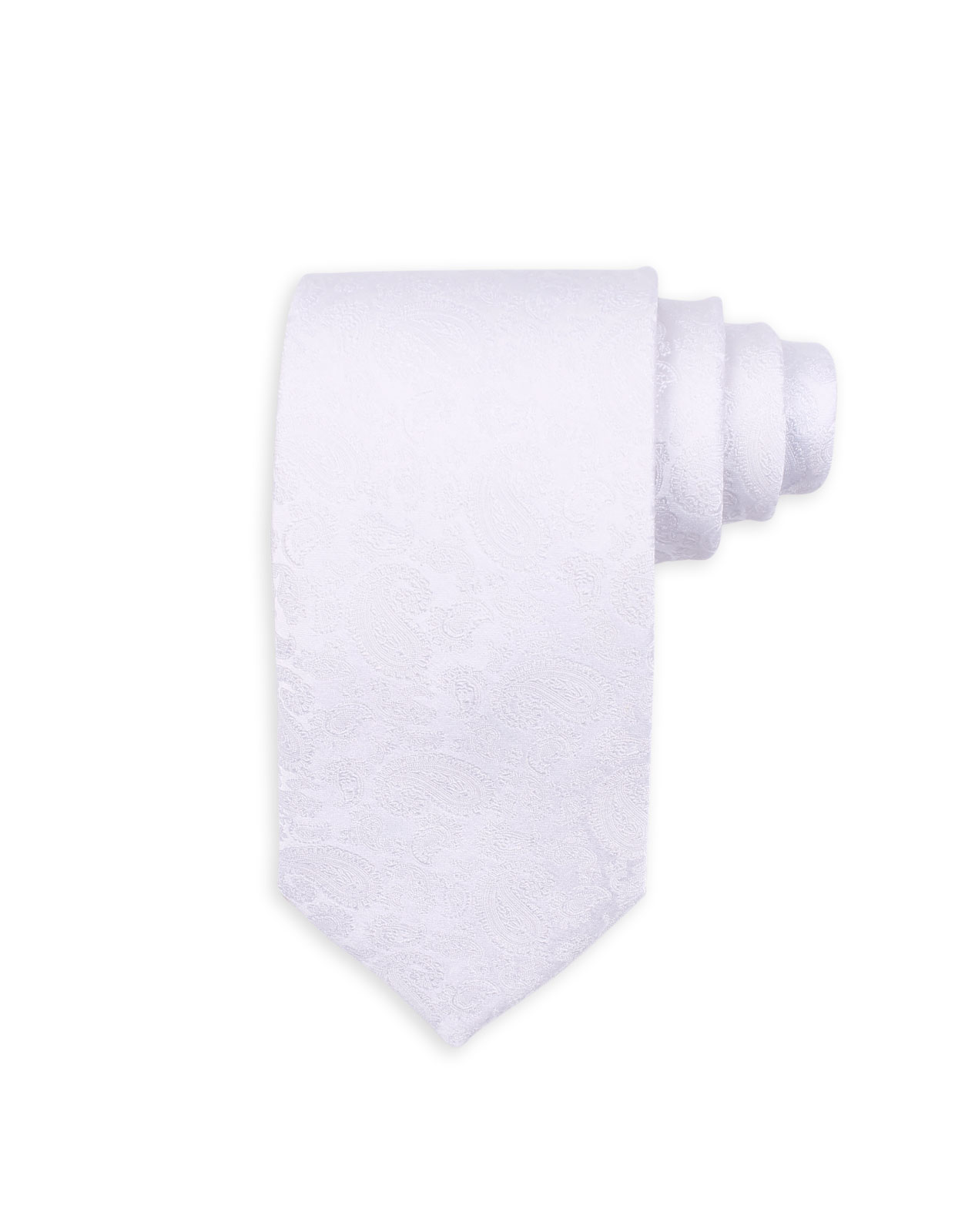 Jaquard Paisley Silk Tie White