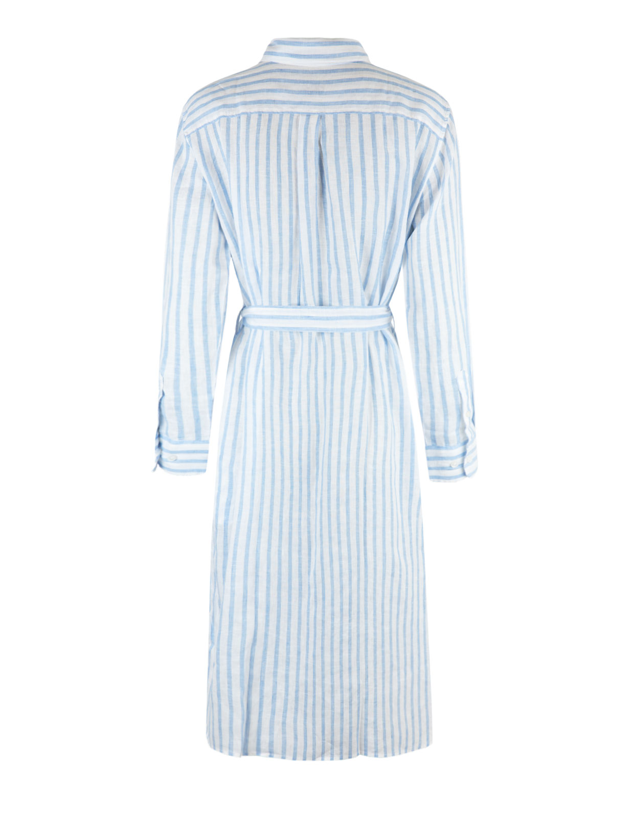 Cora Striped Linnen Shirt Dress White/Light Blue