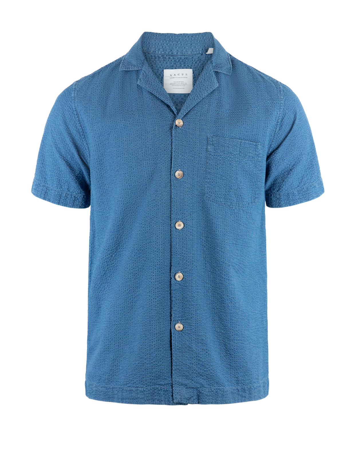 Seersucker Short Sleeve Shirt Washed Blue